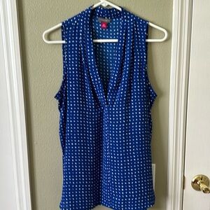 Blue and White Dot Sleeveless Top